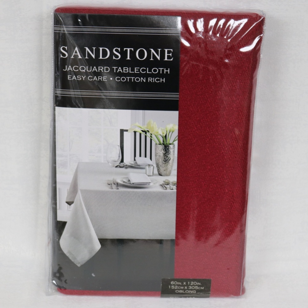 SANDSTONE JACQUARD TABLECLOTH 60x120 OBLONG - RIO RED - NEW